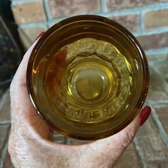 Vtg Anchor Hocking Amber Georgian Honeycomb Juice Glasses Set of 2 - Picture 6 of 6
